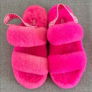 UGG Vibrant Pink Fluffy Slippers
